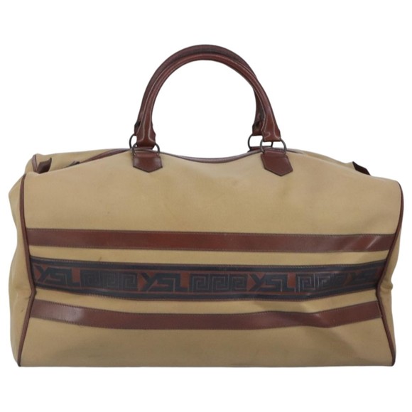 SAINT LAURENT Boston Bag Canvas Leather Brown Auth bs19295 - Picture 13 of 16